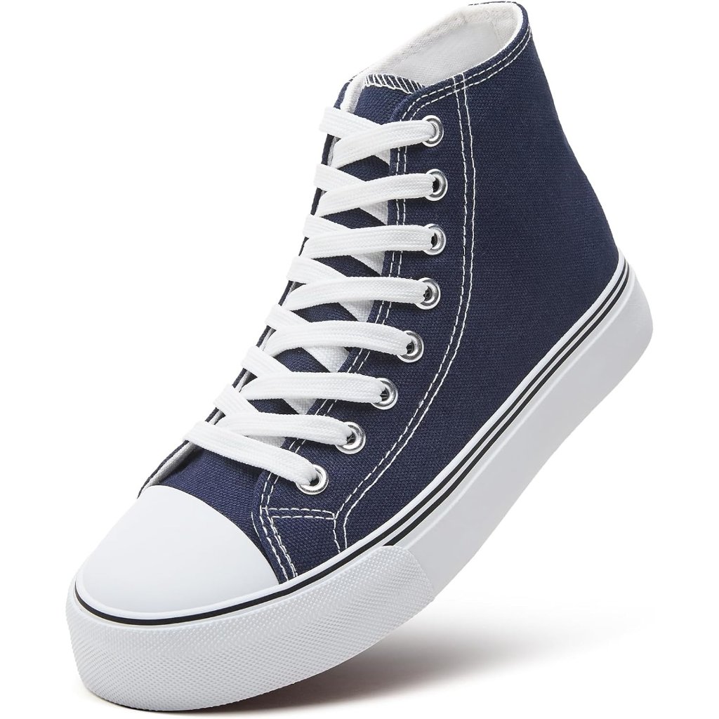 Women's Navy High Top Canvas Sneakers Lace Up Canvas Shoes Casual